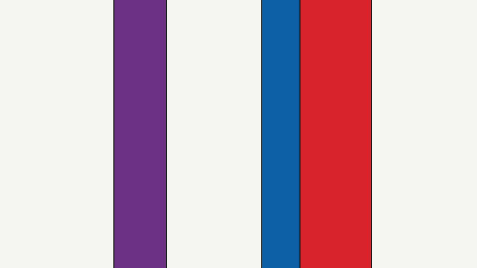 Bavarian Three — abstract composition in light blue, violet and red